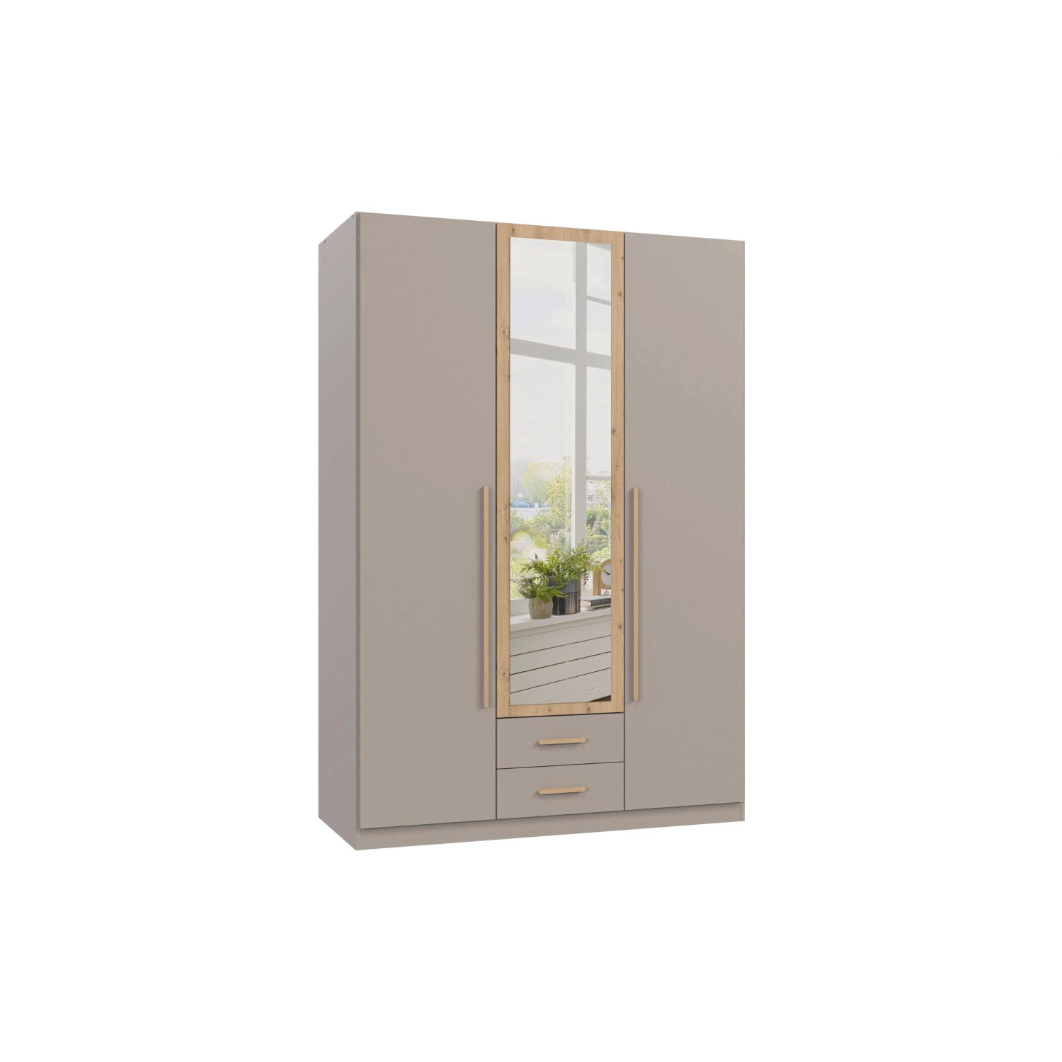 Mömax Drehtürenschrank Marburg Eiche Artisan/Grau/Sahara