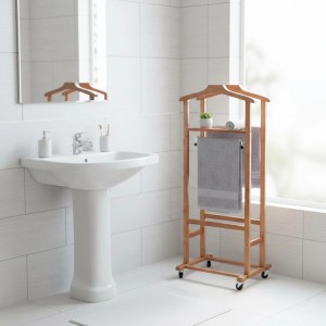 Relaxdays Herrendiener Bambus Braun Rollbar 107 cm x 47 cm x 37 cm 3,2 kg