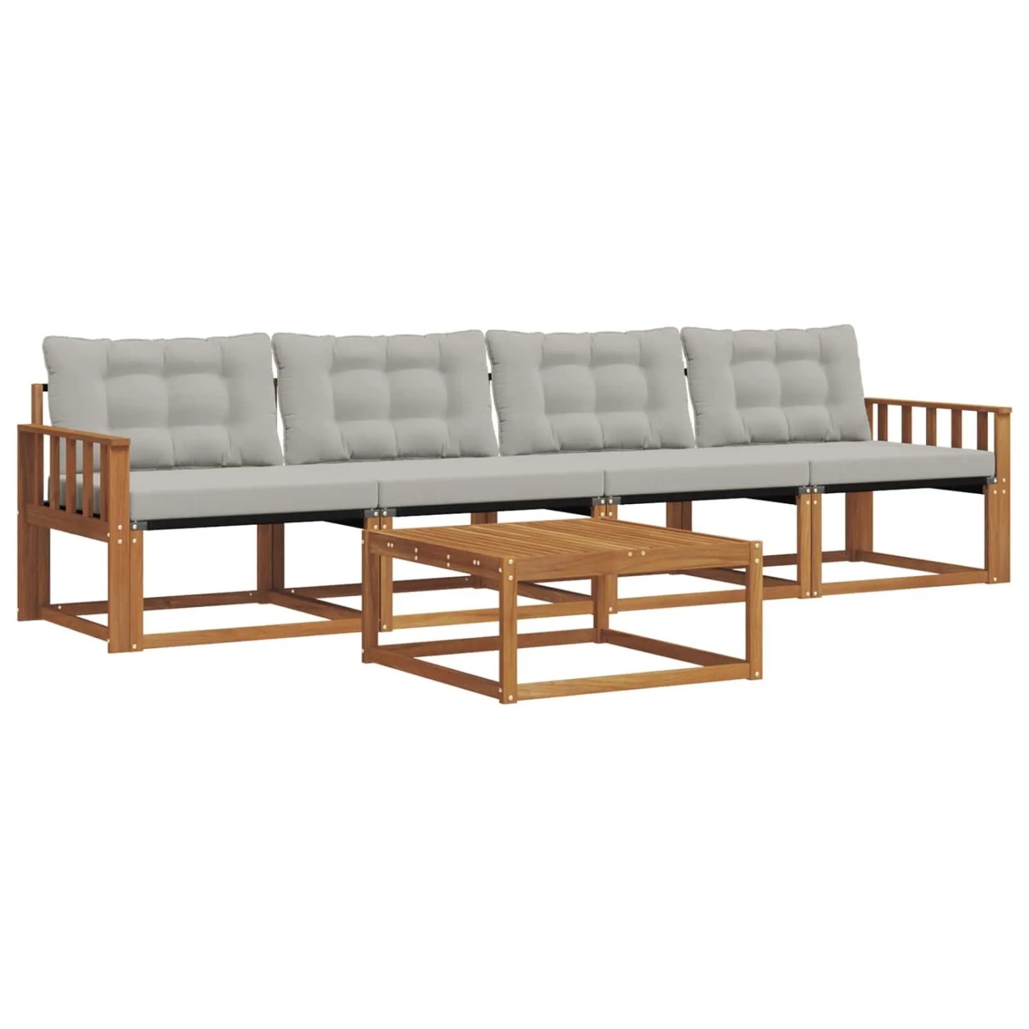 vidaXL Outdoor-Sofagarnitur mit Kissen 5-Tlg Natur und Hellgrau 3369166