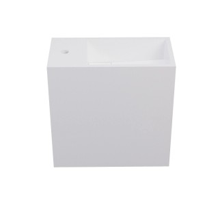 Weißer Vente-unique Pumori Waschtisch mit Aufsatzwaschbecken, 40 cm, Solid Surface, Armaturenloch links.