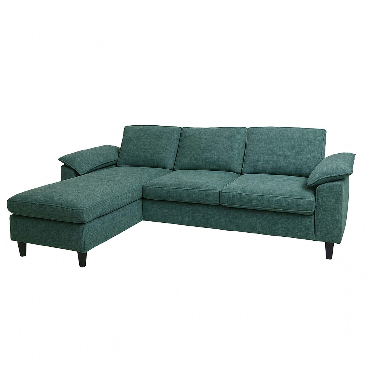 MCW Sofa-Garnitur O71 L-Form Liegefläche Stoff/Textil Holz 84x229x140cm Grau-Grün