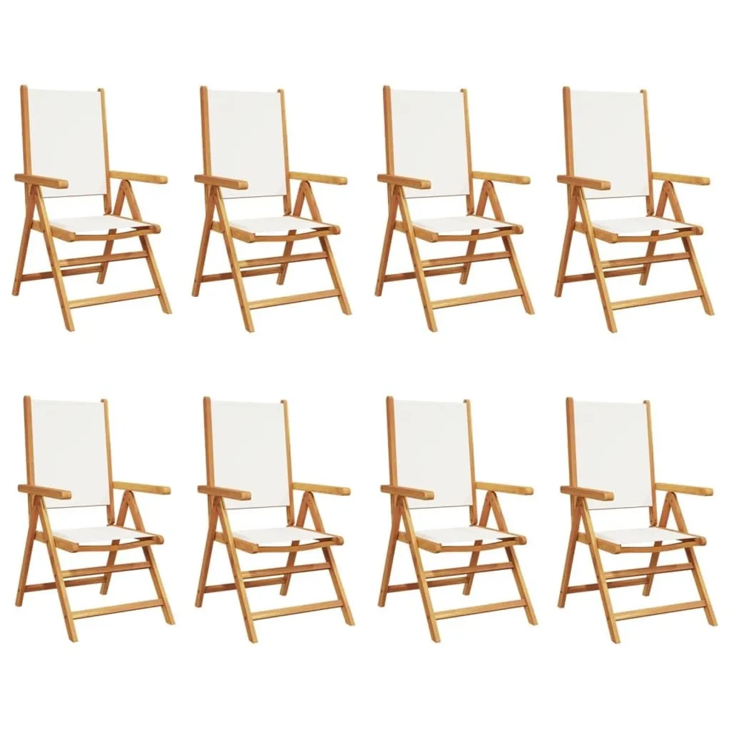 vidaXL Gartenstuhl Verstellbar 8 Stk Cremeweiß Stoff und Massivholz 3214540 günstig online kaufen