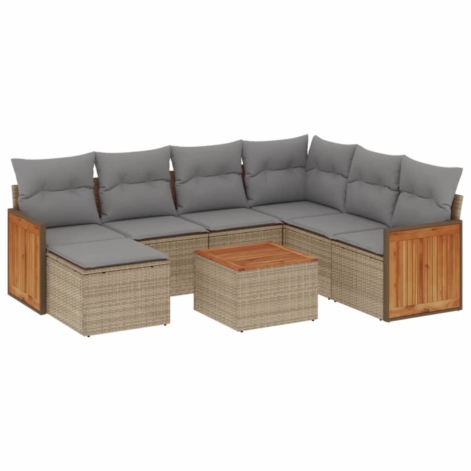 vidaXL 8-Tlg Garten-Sofagarnitur mit Kissen Beige Poly Rattan 3227893 günstig online kaufen