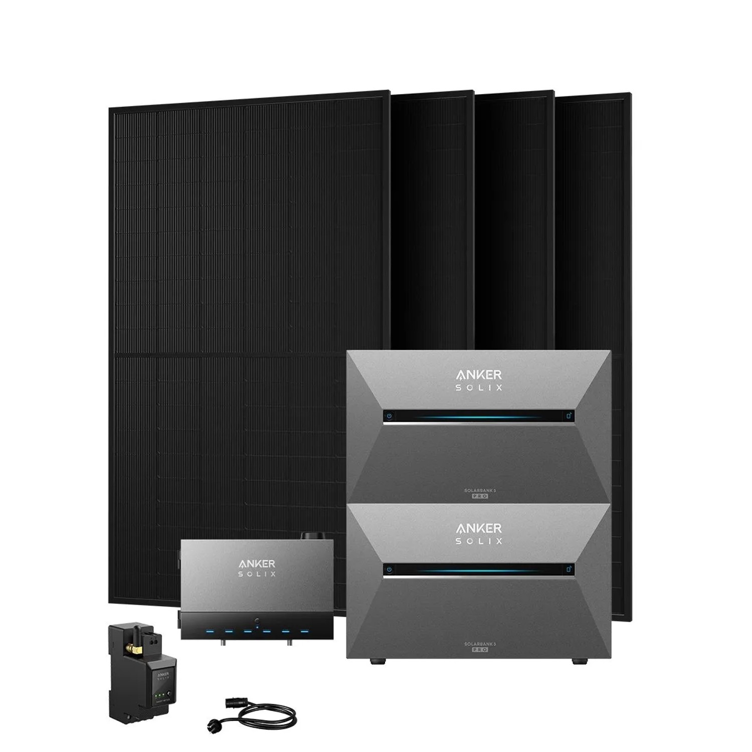 Anker SOLIX Balkonkraftwerk 8 x 500 Wp Mit Zwei Solarbank 3 E2700 Pro, Power Dock und Smart Meter