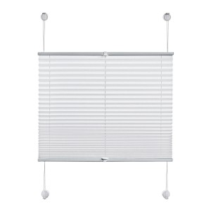 Weißes GARDINIA Plissee Vacufix Thermo 90x130 cm mit Saugnäpfen zur bohrfreien Montage am Fenster.