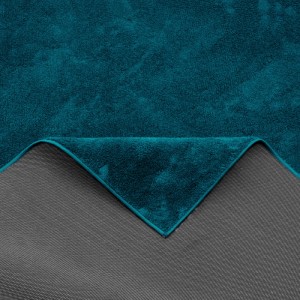 Petrolfarbener Pergamon Hochflor Teppich Melia, 200x290cm, mit rutschfester Unterseite.