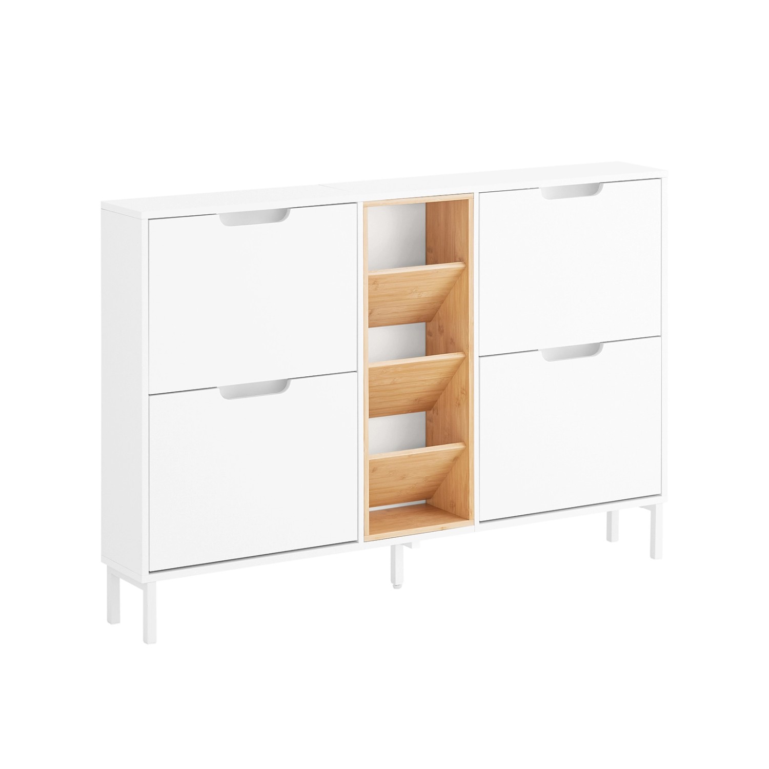 SoBuy Schuhschrank mit 4 Klappen Schuhkipper Schmal Schuhkommode Weiß FSR18 günstig online kaufen