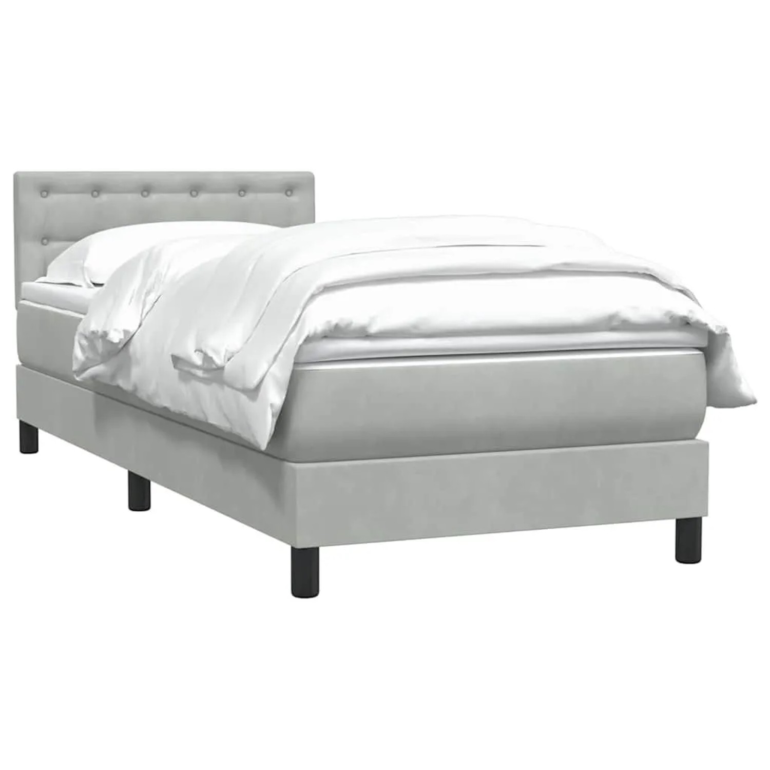 vidaXL Boxspringbett mit Matratze Hellgrau 90x210 cm Samt 3316575 günstig online kaufen