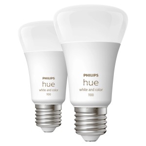 Zwei Philips Hue E27 LED-Leuchtmittel White & Color Ambiance, 1100 lm.