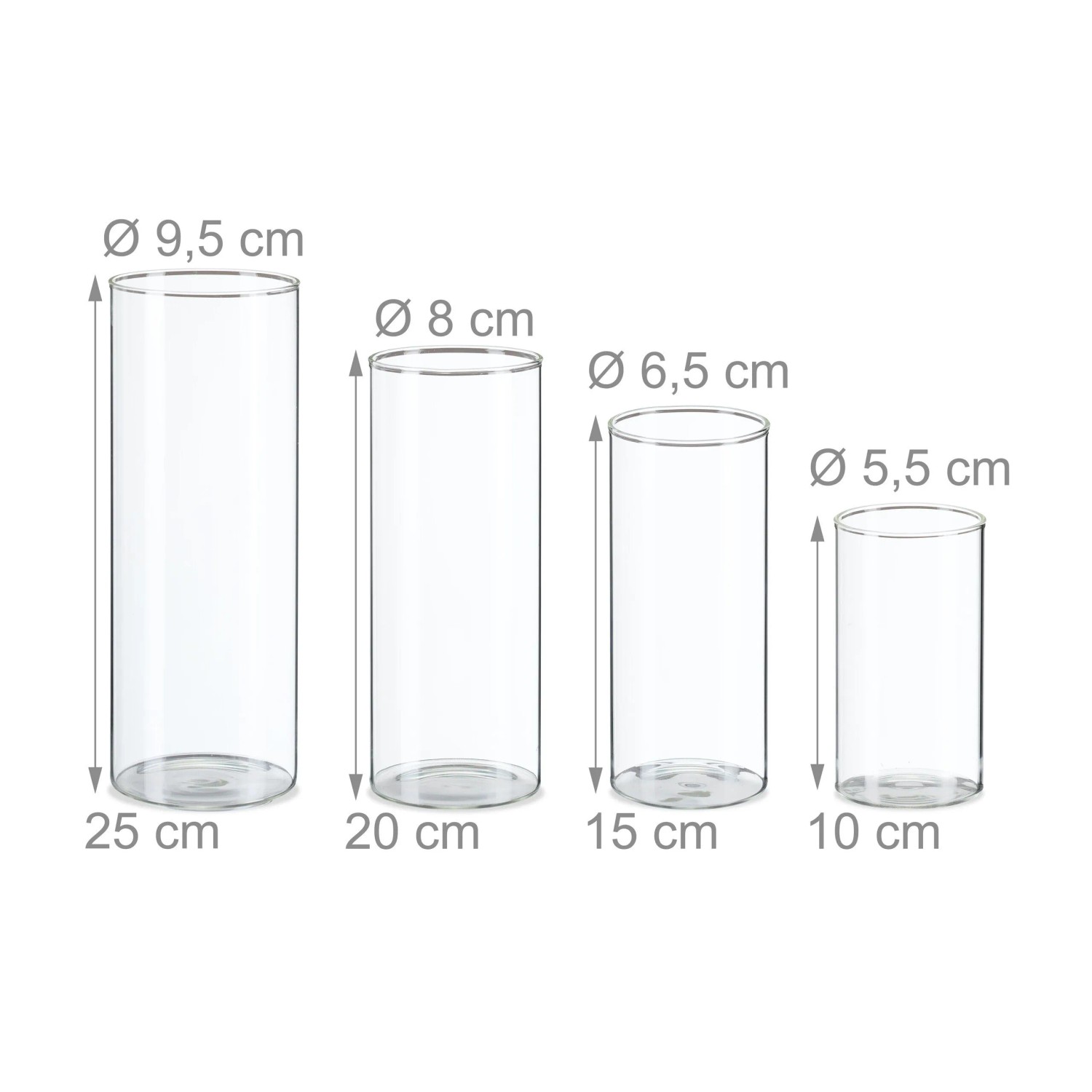 Relaxdays Vasen Set Glas Transparent 4 Größen_4