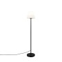 Schwarze QAZQA Außen Stehlampe Virginia mit weißem Schirm, 135cm hoch, für Garten & Terrasse.