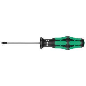 Wera Torx BO Schraubendreher TX 7 mit ergonomischem schwarz-grünem Griff und runder Klinge. Optimal für präzise Arbeiten.