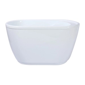Weiße, freistehende Sitzbadewanne Piccola 120 cm aus Sanitäracryl, ovale Form.