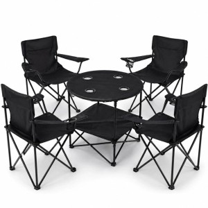 BigDean Camping Set 4x Campingstühle & 1x Campingtisch Campingstuhl mit Tisch Set Klappbar Camping Tisch Stuhl Set Campingstuhl Faltbar Angelstuhl