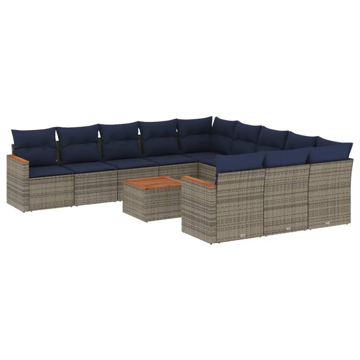 vidaXL 12-Tlg Gartensofa-Set mit Kissen Grau Polyrattan 3226439 günstig online kaufen