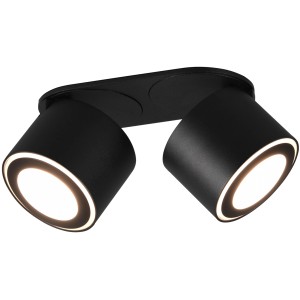 Schwarzer Trio LED Einbaustrahler Taurus mit zwei schwenkbaren Spots. Ideal für Wohn- und Schlafzimmer.