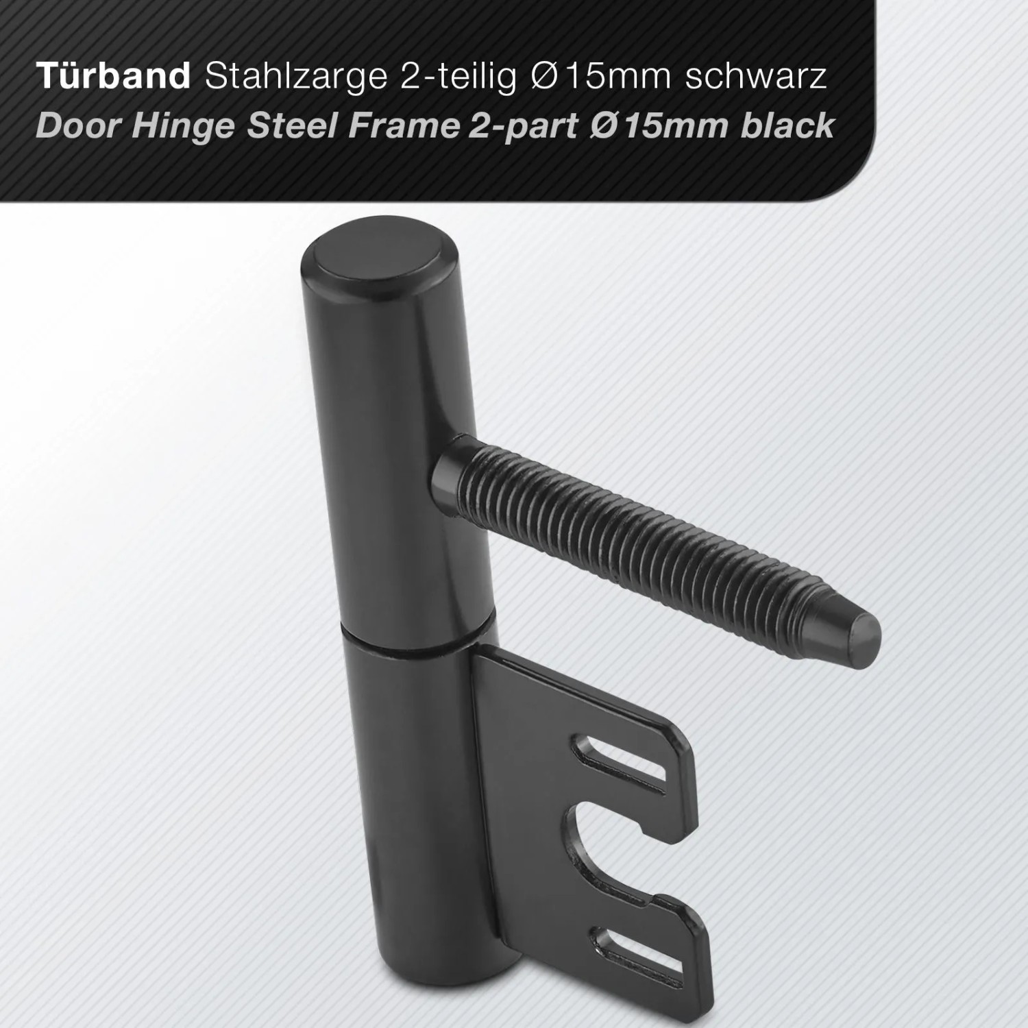 SOTECH 1 Paar Türbänder 2-Teilig Ø15 mm Stahl Schwarz Pulverbeschichtet für Stahlzargen_5