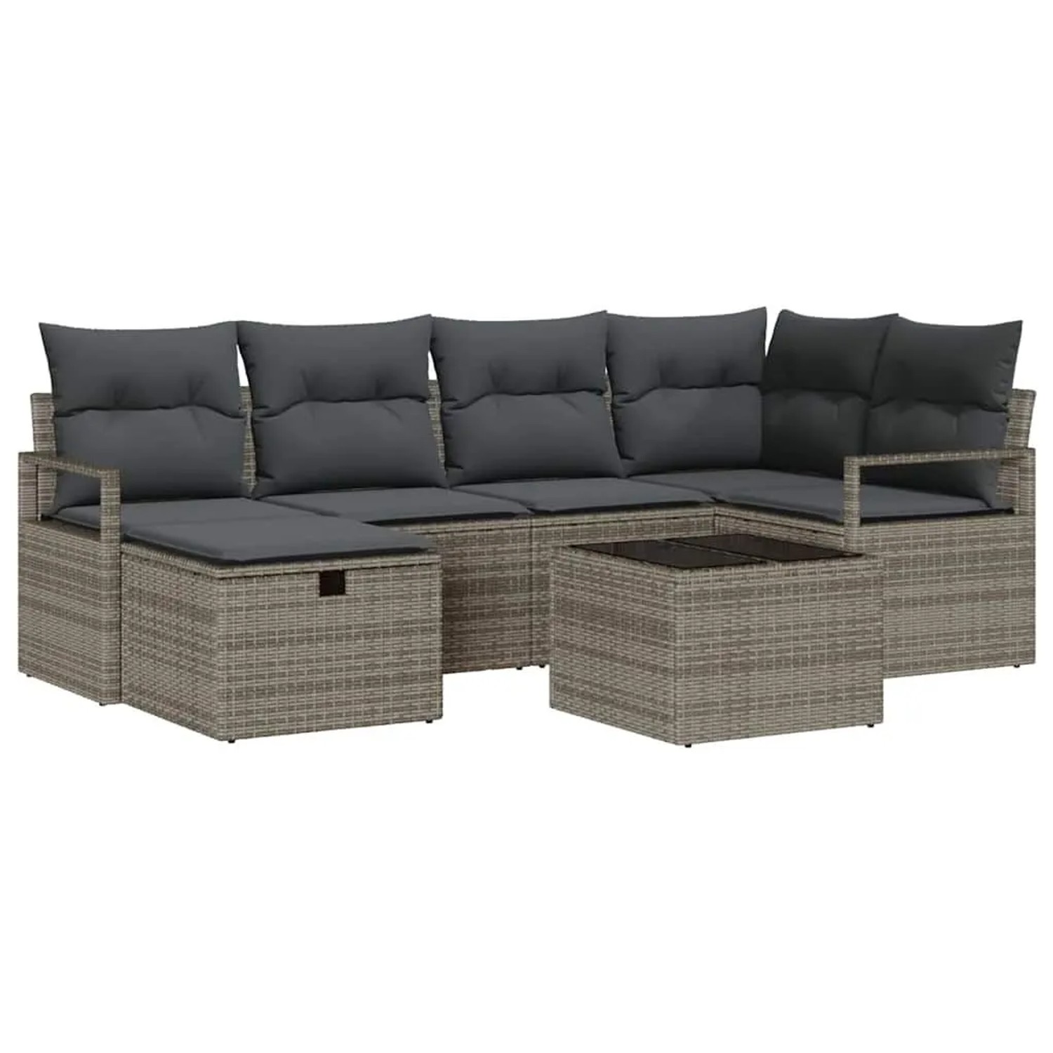 Thumbnail - vidaXL Sofa Set mit Kissen mit Speicher Grau Poly-Rattan 3359188