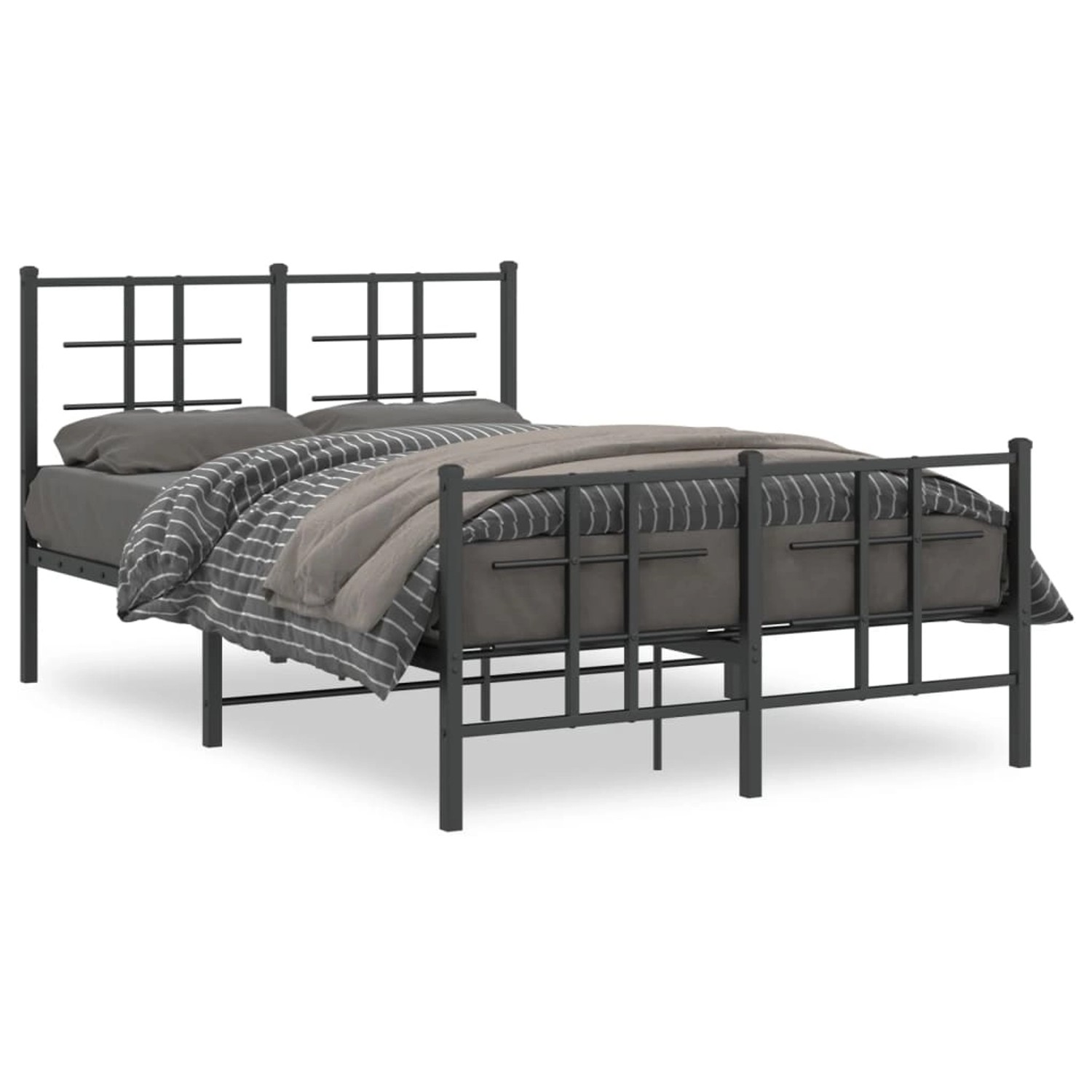 vidaXL Bettgestell mit Kopf- und Fußteil Metall Schwarz 120x200 cm 355577 günstig online kaufen