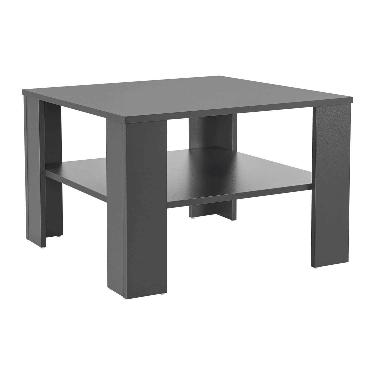 Juskys Couchtisch 60 x 60 x 40 cm mit Ablage Dunkelgrau