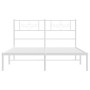 Weißes Metall Bettgestell 140x190 cm mit Kopfteil für Schlafzimmer.