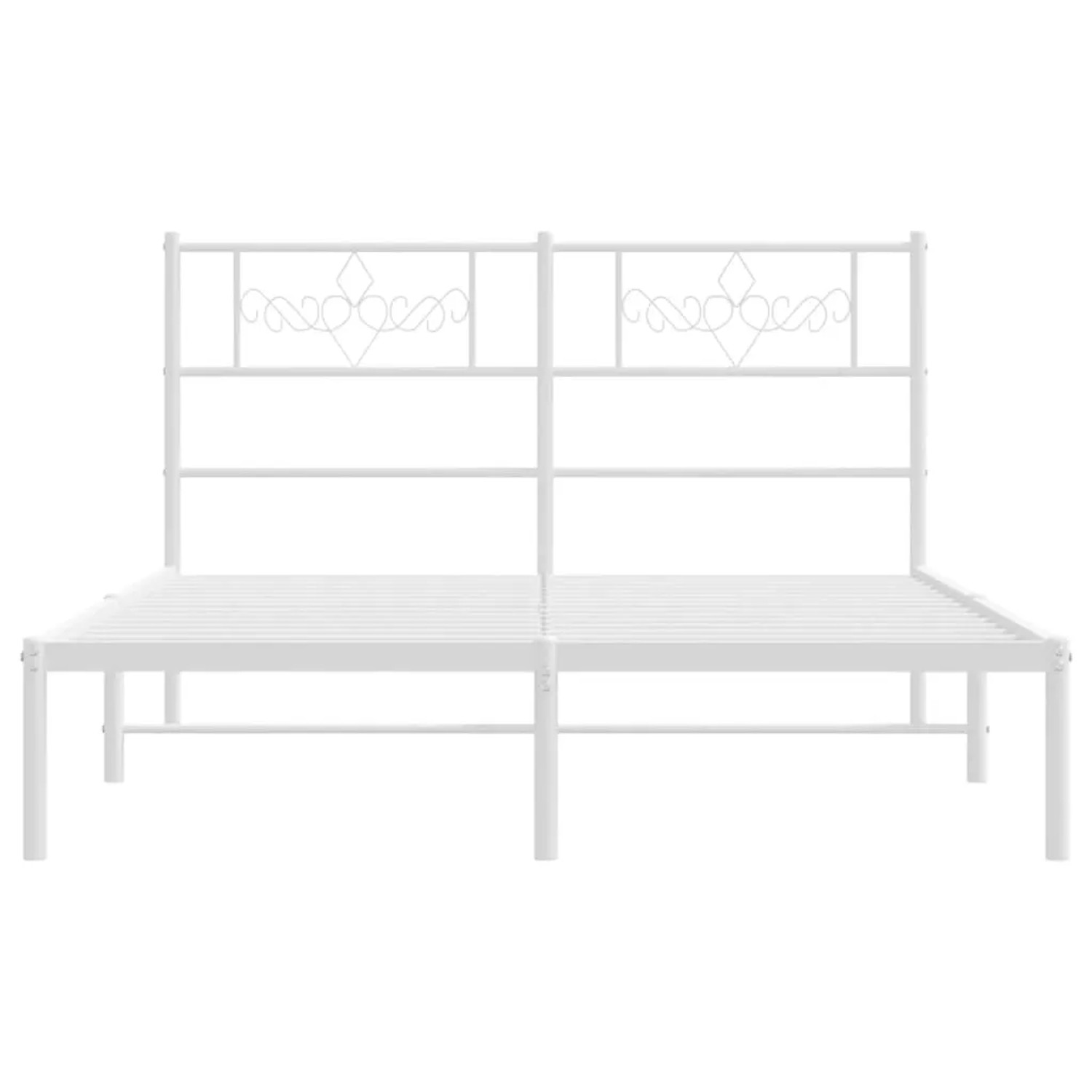 Weißes Metall Bettgestell 140x190 cm mit Kopfteil für Schlafzimmer.