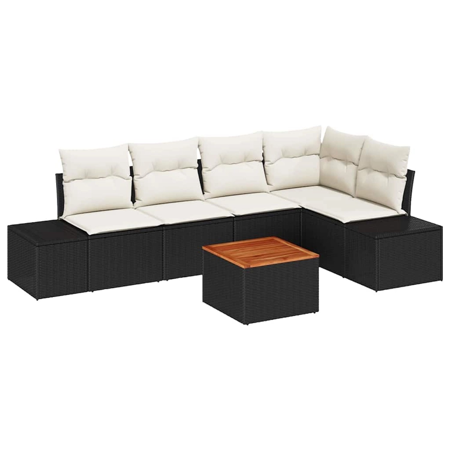 vidaXL Garten-Sofa-Set mit Kissen 6-Tlg Schwarz Poly Rattan 3347957 günstig online kaufen