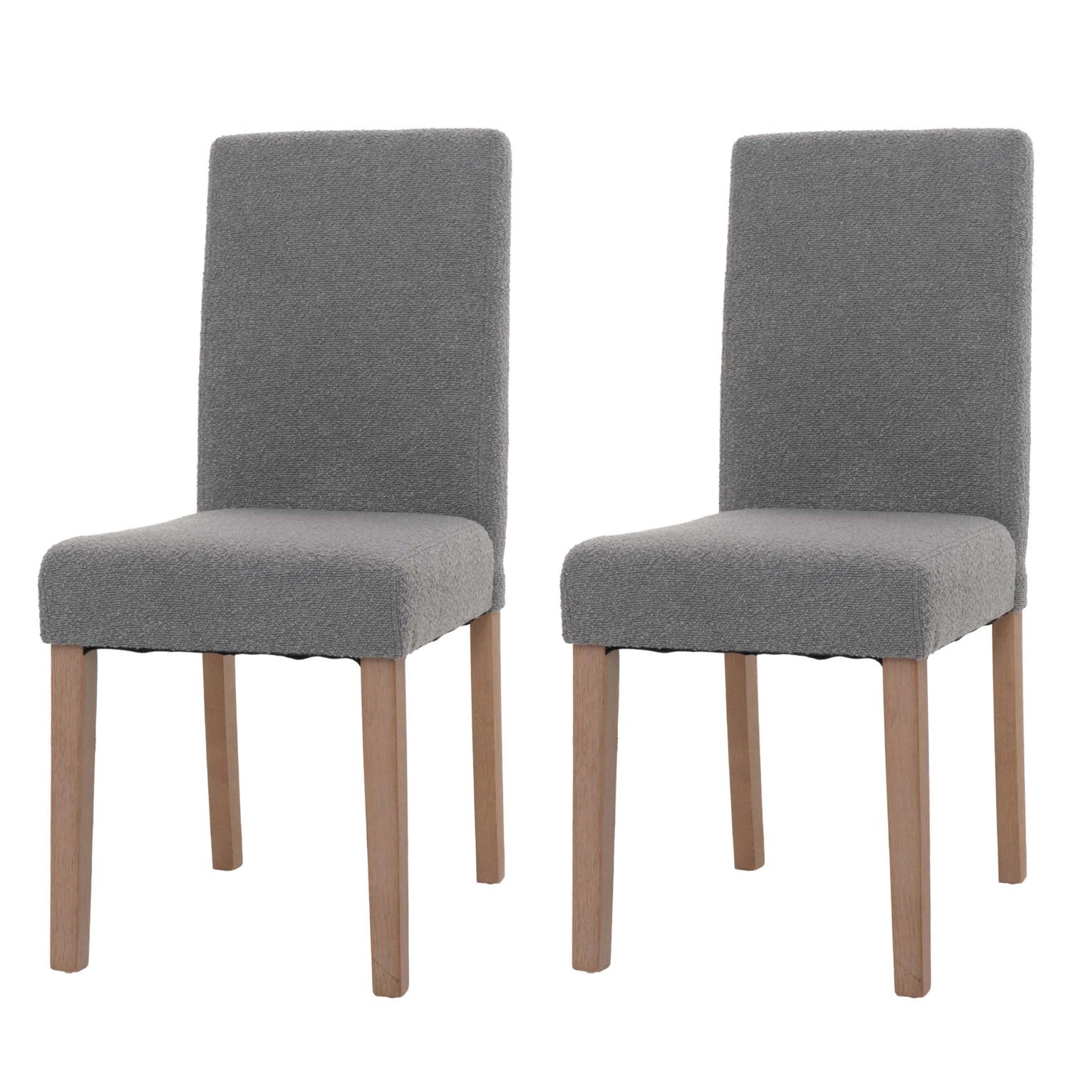 MCW Esszimmerstuhl Littau Boucle 2er-Set Grau Naturfarbene Beine günstig online kaufen