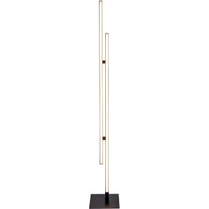 Moderne LED Stehlampe Onda von Näve, 130 cm hoch, mit warmweißem Licht und schwarzem Fuß.
