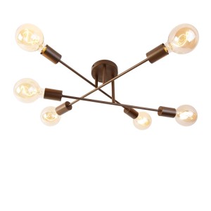 Industrielle Deckenleuchte Sydney, dunkelbronze, mit sechs Leuchten. Lampe für Esszimmer, Flur oder Wohnzimmer.