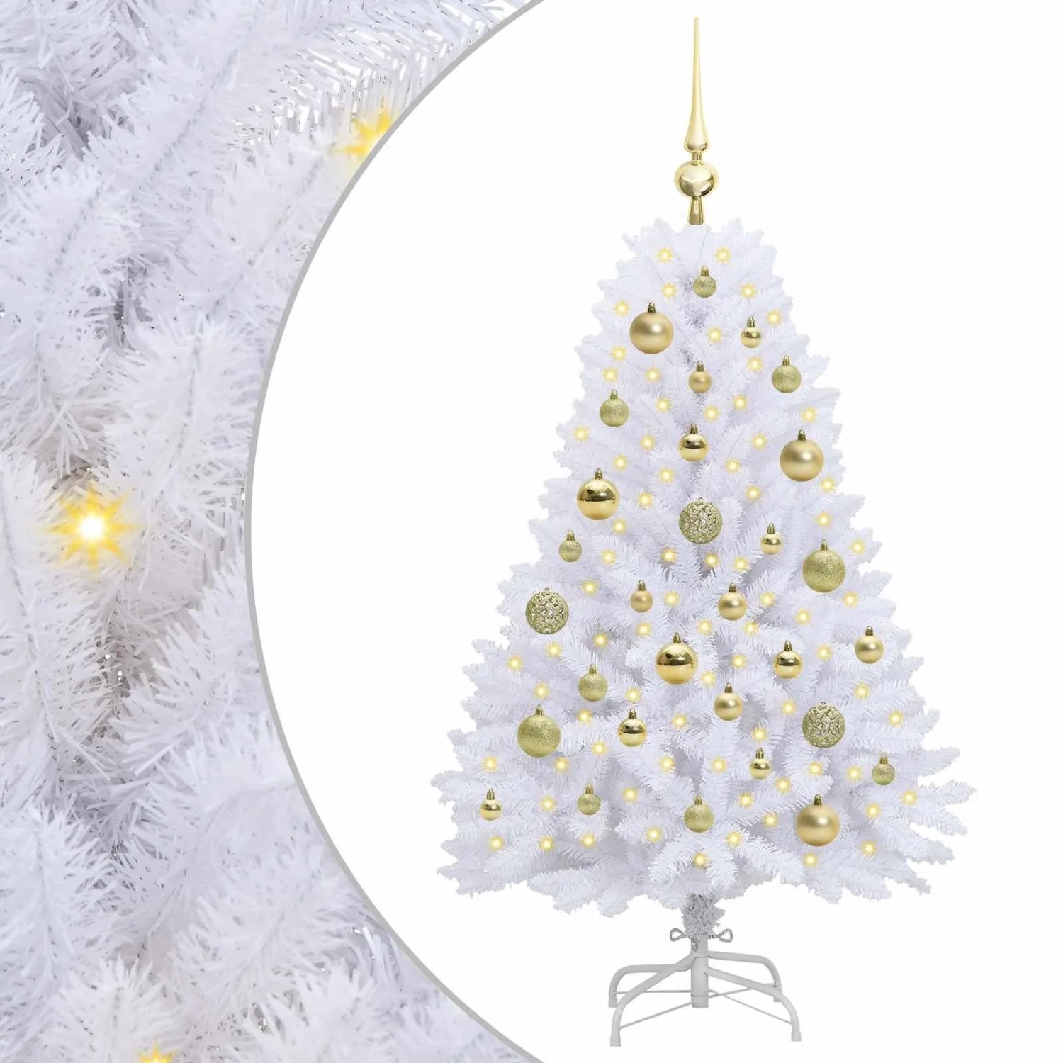 vidaXL Künstlicher Klappbarer Weihnachtsbaum Weiß 120 cm PVC und Stahl 3426580