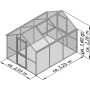 KGT Gewächshaus, 7,53 m², Anthrazit-Grau, mit Dachfenster und Maßen. Ideal für Pflanzenzucht.