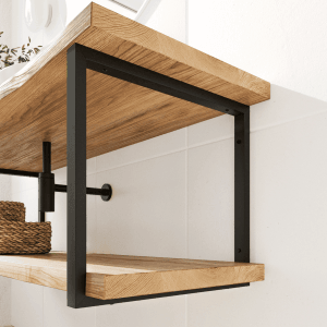 HEVVA Waschtischhalterung REUSS 40 cm Tief 2er Set Schwarz