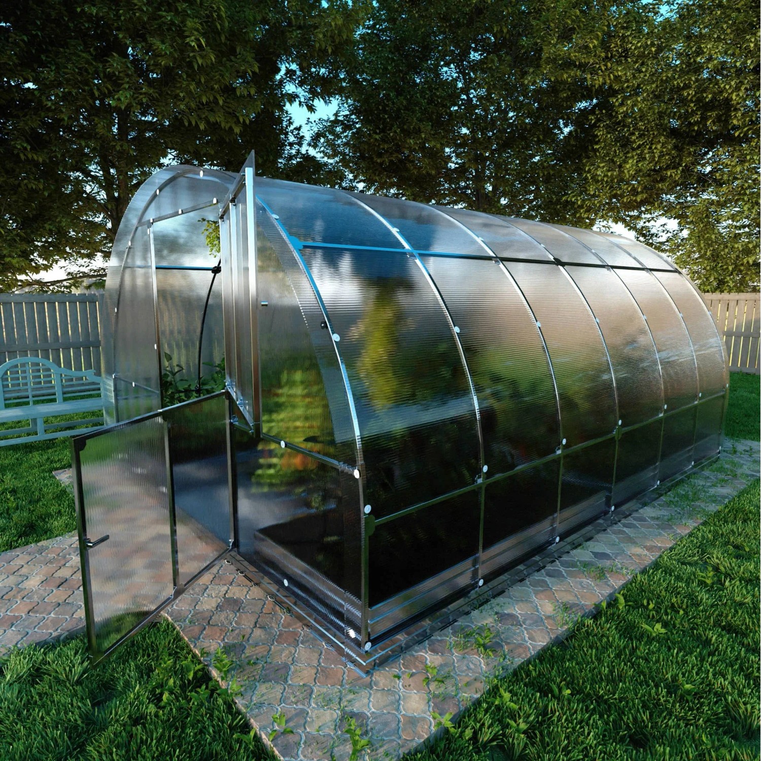 Klasika Greenhouses Gartenhaus KLASIKA TUBE EXTRA 3 x 4 m Mit 4 mm  Polycarbonatabdeckung 12 m²