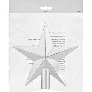 Silberne Stern-Baumspitze, 20 cm, glänzend. Dekorativer Baumbehang für den Weihnachtsbaum.