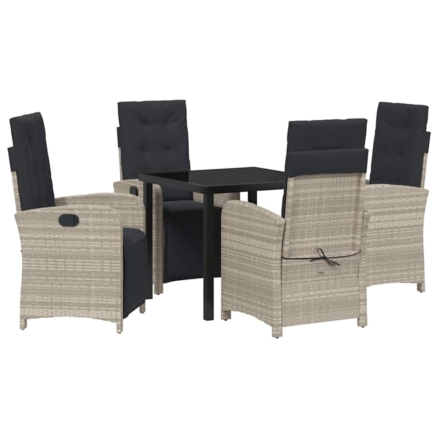 vidaXL Garten Essgruppe 5-Tlg Hellgrau Poly Rattan 3380345 günstig online kaufen
