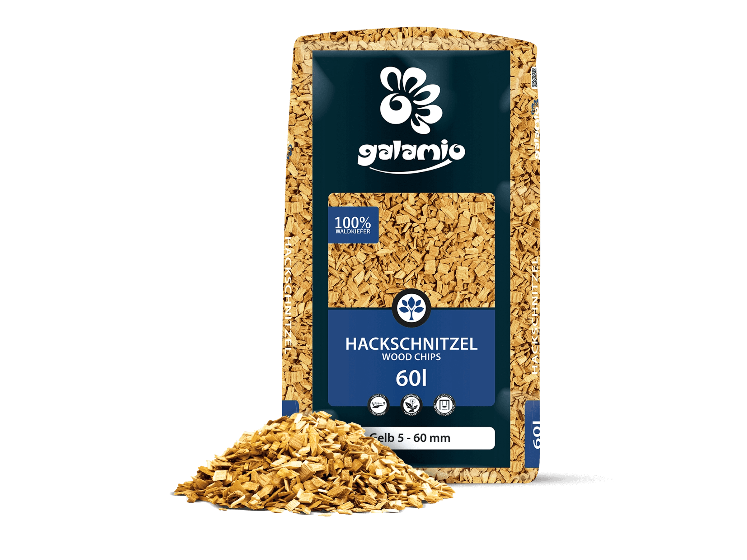 Deko-Holzhackschnitzel Gelb 50L Rindenmulch