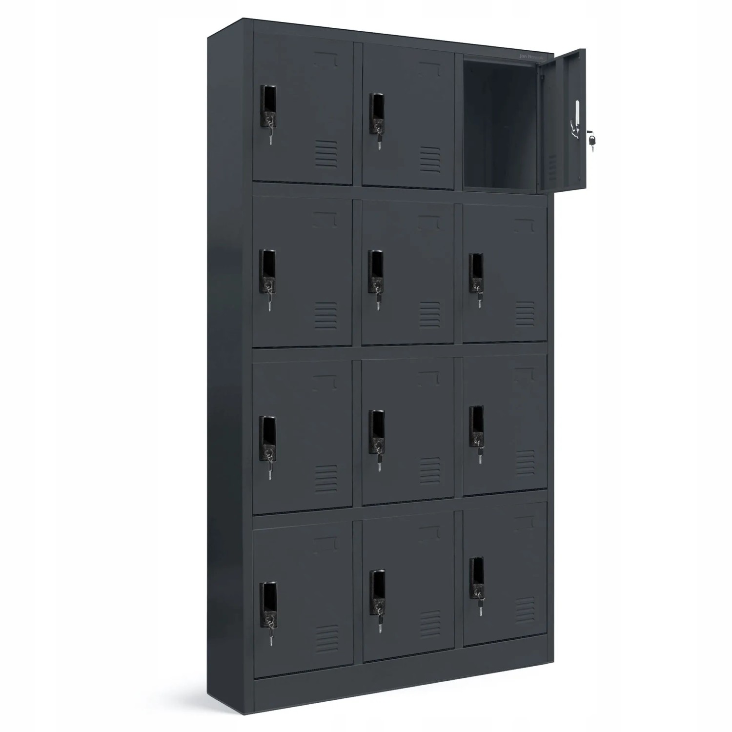 JAN NOWAK Spind Fächerschrank Schließfachschrank mit 12 Fächern MARCIN 185 x 90 x 40 cm Anthrazit