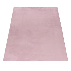 Ayyildiz Kurzflorteppich Pouffy in Rosa, 60x110 cm. Weicher, einfarbiger Teppich für Wohnräume.