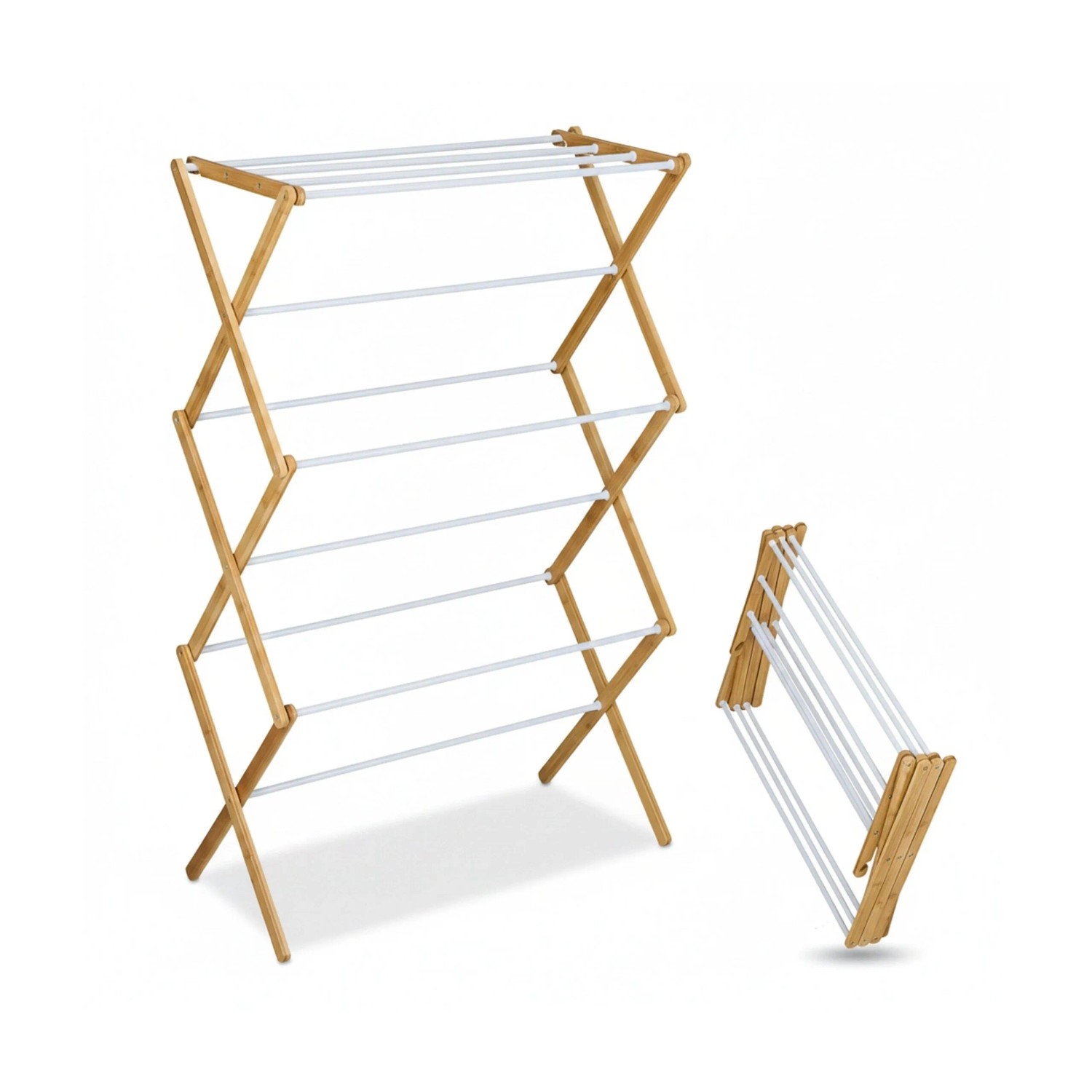 Relaxdays Wäscheständer Holz Weiß Klappbar 115 cm x 73 cm x 33 cm 2,2 kg