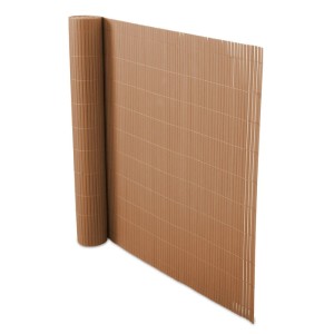 Gerollter, blickdichter KARAT PVC Sichtschutzzaun in Braun für Garten und Balkon.
