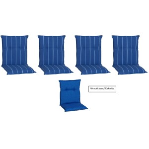 4er-Set Beo Sitzauflagen Tovarnik für Niedriglehner, blau-weiß gestreift.