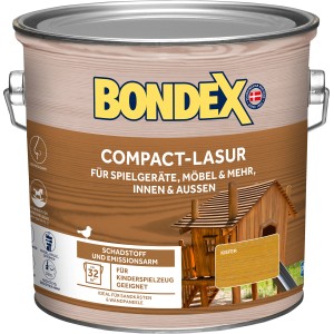 Bondex Compact-Lasur Kiefer 2,5 l im Metalleimer. Holzlasur für Innen & Außen, ideal für Kinderspielzeug.