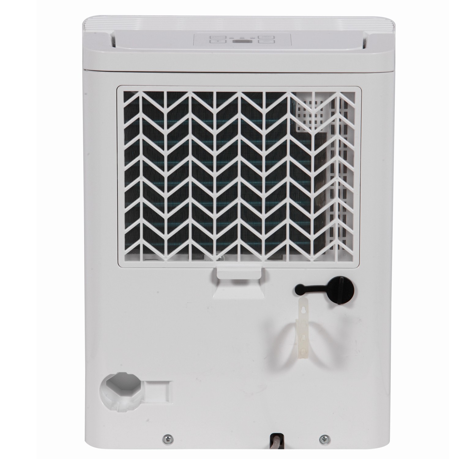 Comfee Luftentfeuchter MDDN-10DEN7, Rückansicht mit Lüftungsgitter und Details.