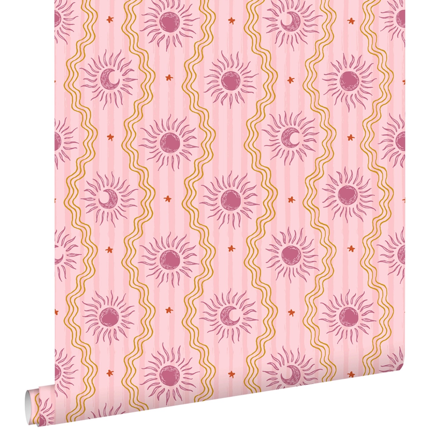 ESTAhome Tapete Retro-Ornamente Lila Rosa und Gelb 50 x 900 cm günstig online kaufen