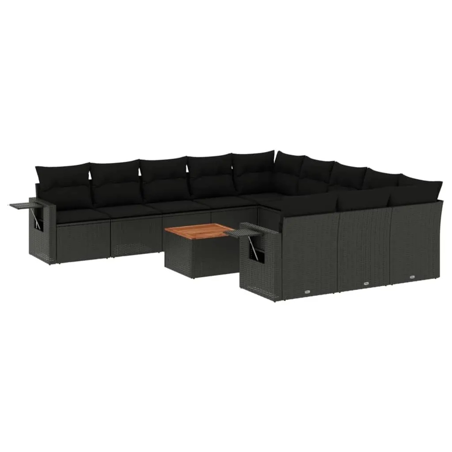 vidaXL 12-Tlg Garten-Sofagarnitur mit Kissen Schwarz Poly Rattan 3224788 günstig online kaufen