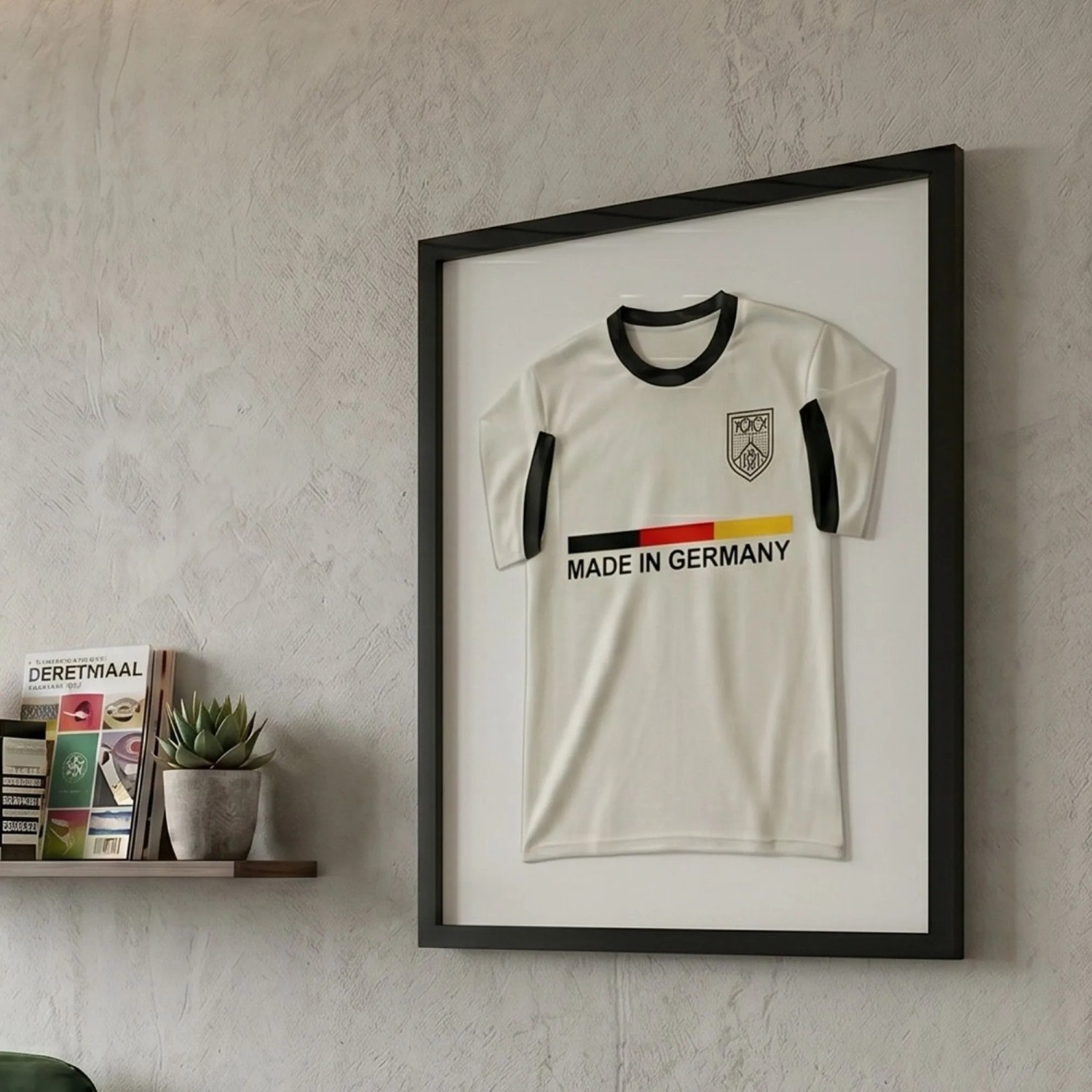 K-Möbel Premium Echtholz Trikotrahmen Schwarz 40x50 cm für Kindertrikots & Fan Shirts