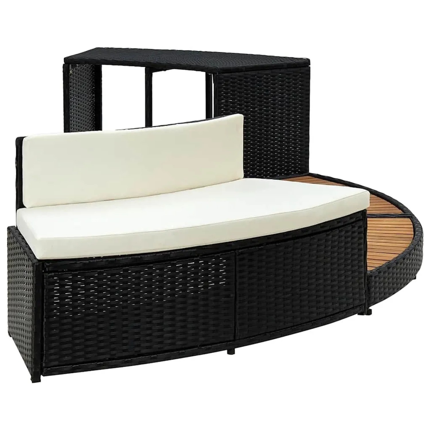 vidaXL Whirlpool-Umrandung Schwarz Poly Rattan & Massivholz Akazie 310092_5