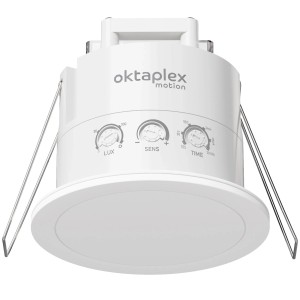 Oktaplex Noa HF Präsenzmelder 360 Grad IP65 Unterputz Deckenbewegungsmelder 6m 230V Weiß
