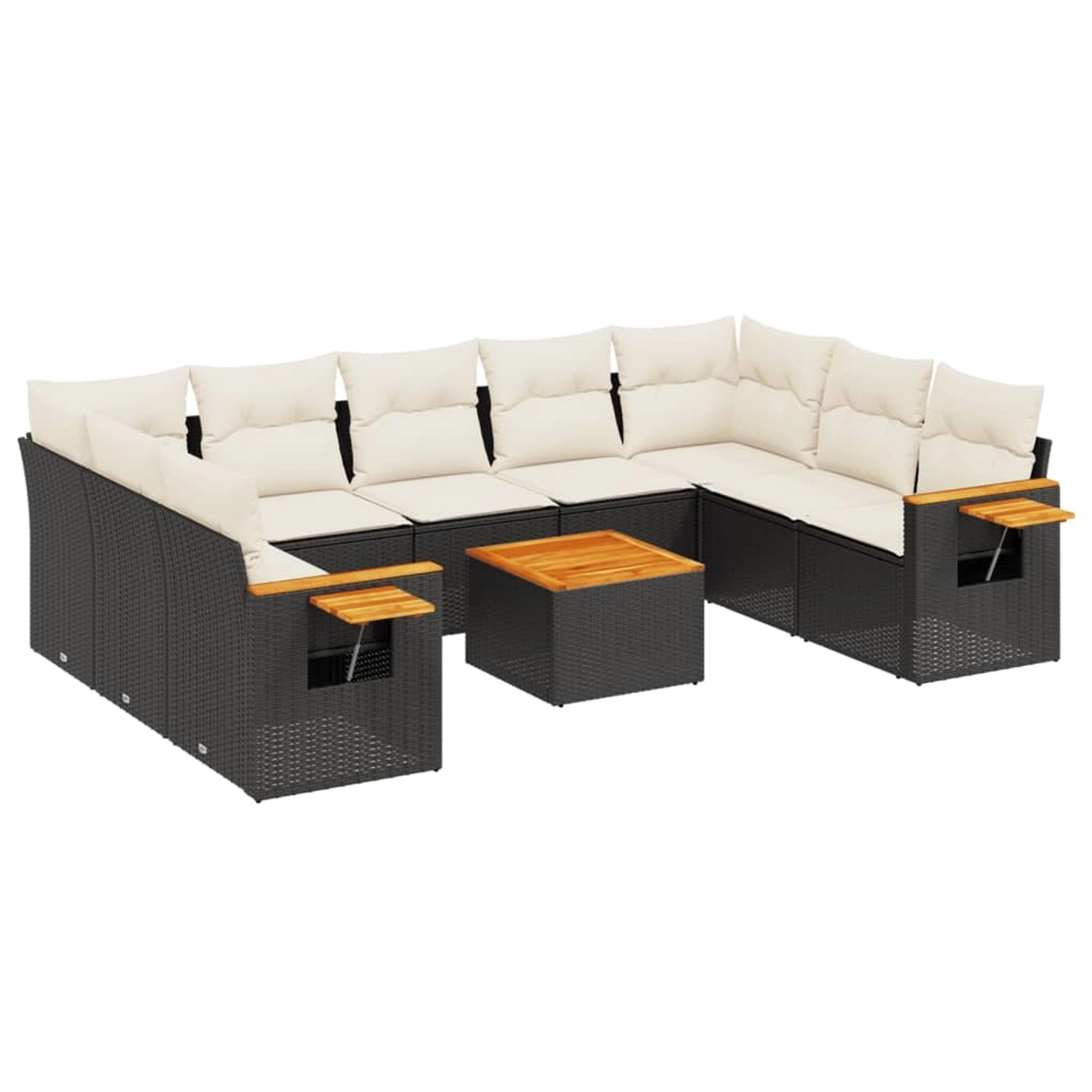 vidaXL 10-Tlg Garten-Sofagarnitur mit Kissen Schwarz Poly Rattan 3259522 günstig online kaufen